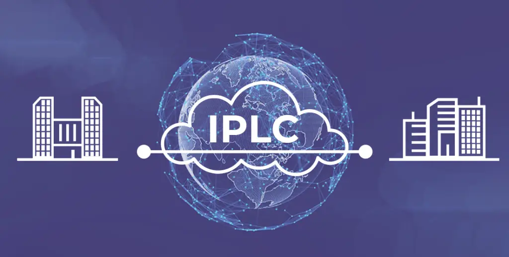 IPLC diagram: dedicated international private leased circuit linking two office sites